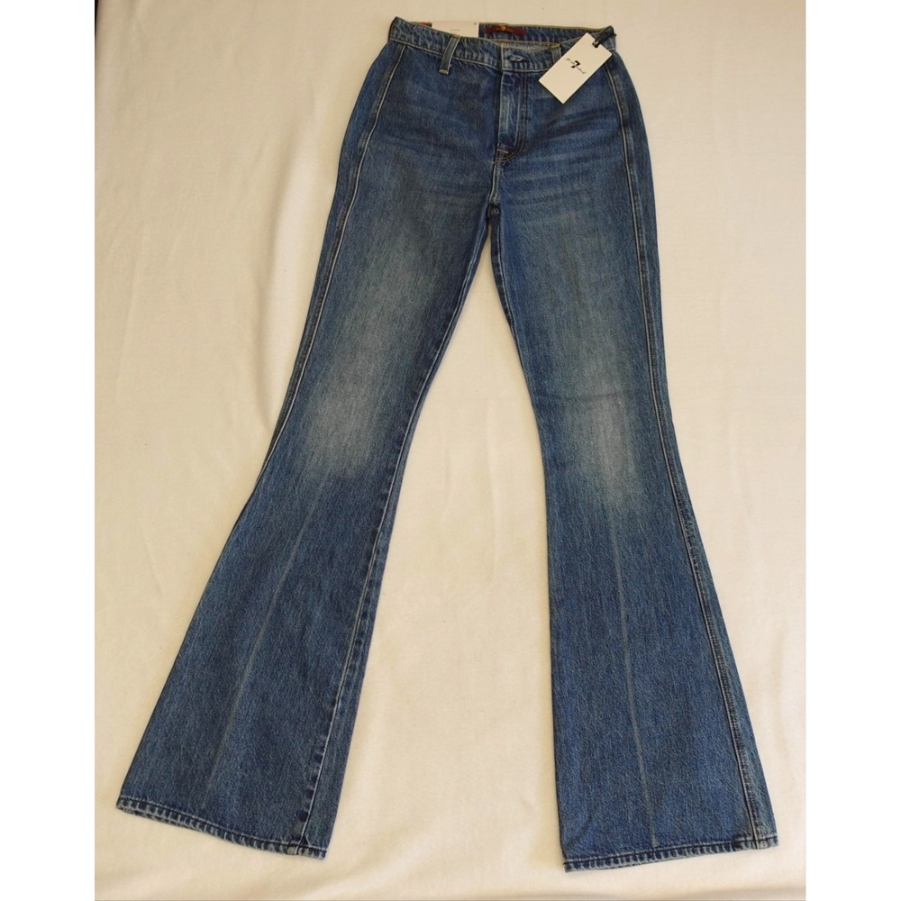 7 For All Mankind High Rise Flare Jeans Womens 26 Blue Medium Wash Denim